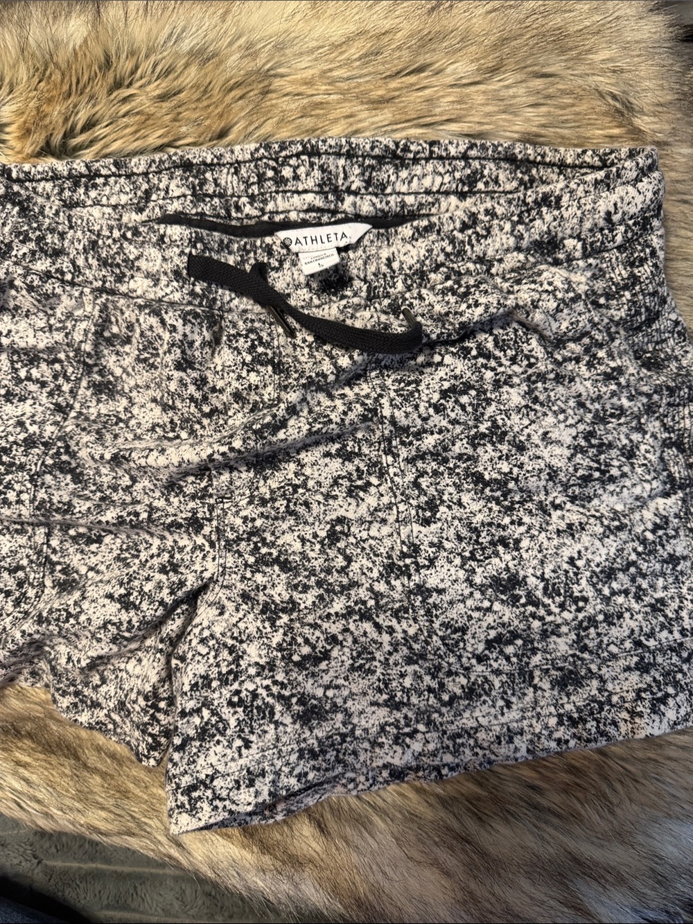 Athleta Black & White Speckled Drawstring Shorts